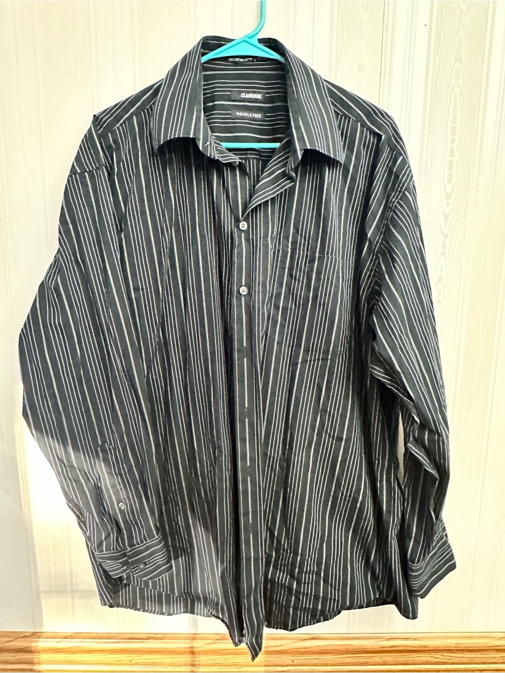 Claiborne Black Shirt with White Pinstripes